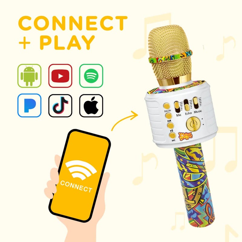 Move2Play, Kids Karaoke Microphone | Includes Bluetooth & Pre-Loaded Songs | Birthday Girls Present for All Ages, 2, 3, 4, 5+ Year Old Girls, Boys & Toddlers (Graffiti) - Image 3